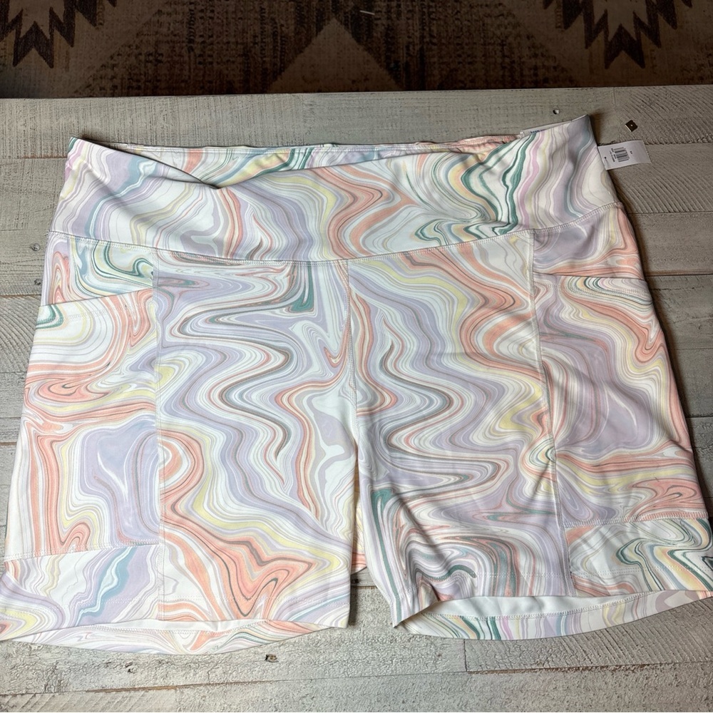 Old Navy Marble Swirl High-Rise Bike Shorts - Pastel Mix